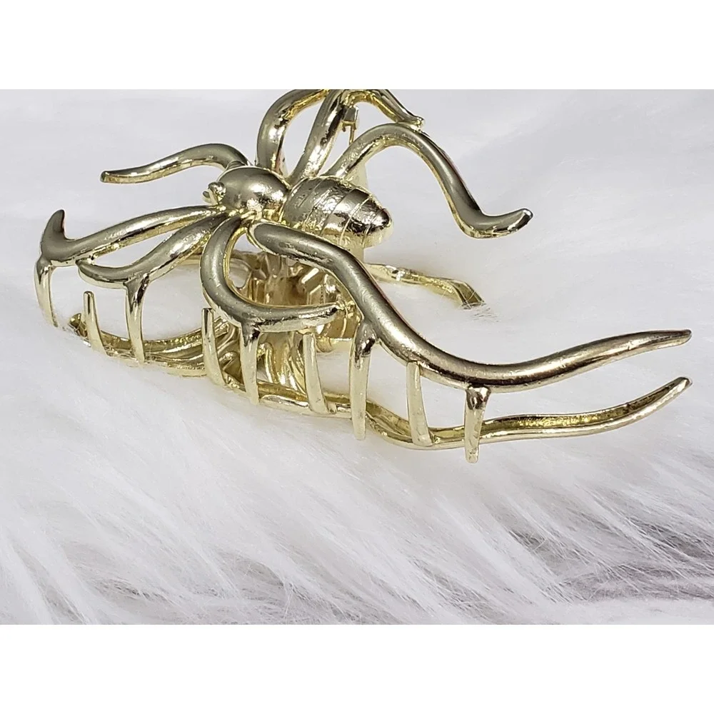 Metallic Gold Claw Clip Large Spider Gothic Halloween Bug Witchy Emo Punk Grunge